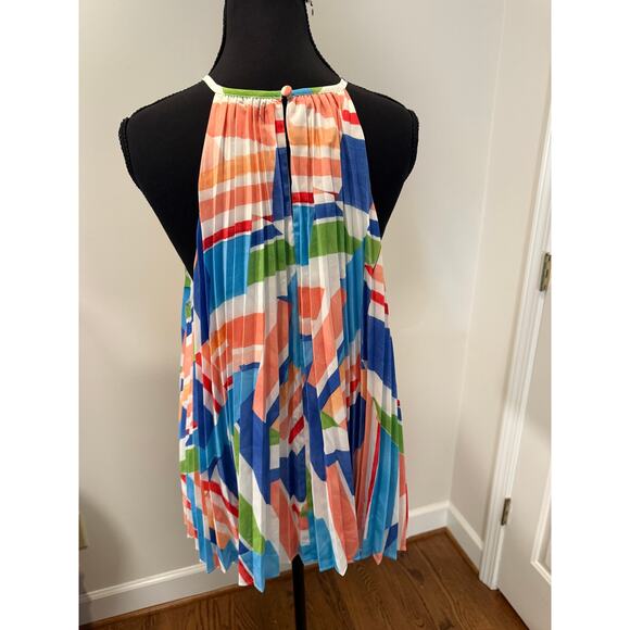 Milly Pleated Graphic Halter Tank Top - Picture 3 of 3
